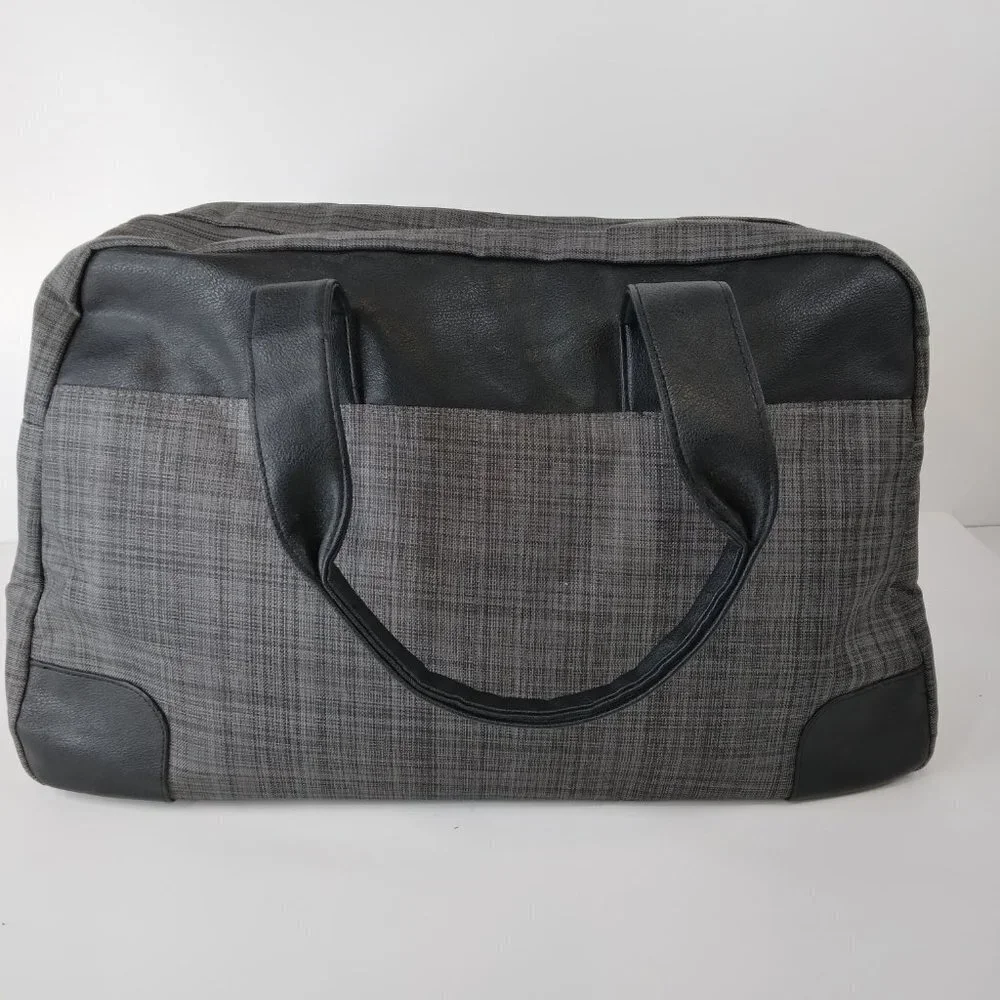 JOHN VARVATOS Designer Weekender Duffle Bag Grey and Black Travel Bag